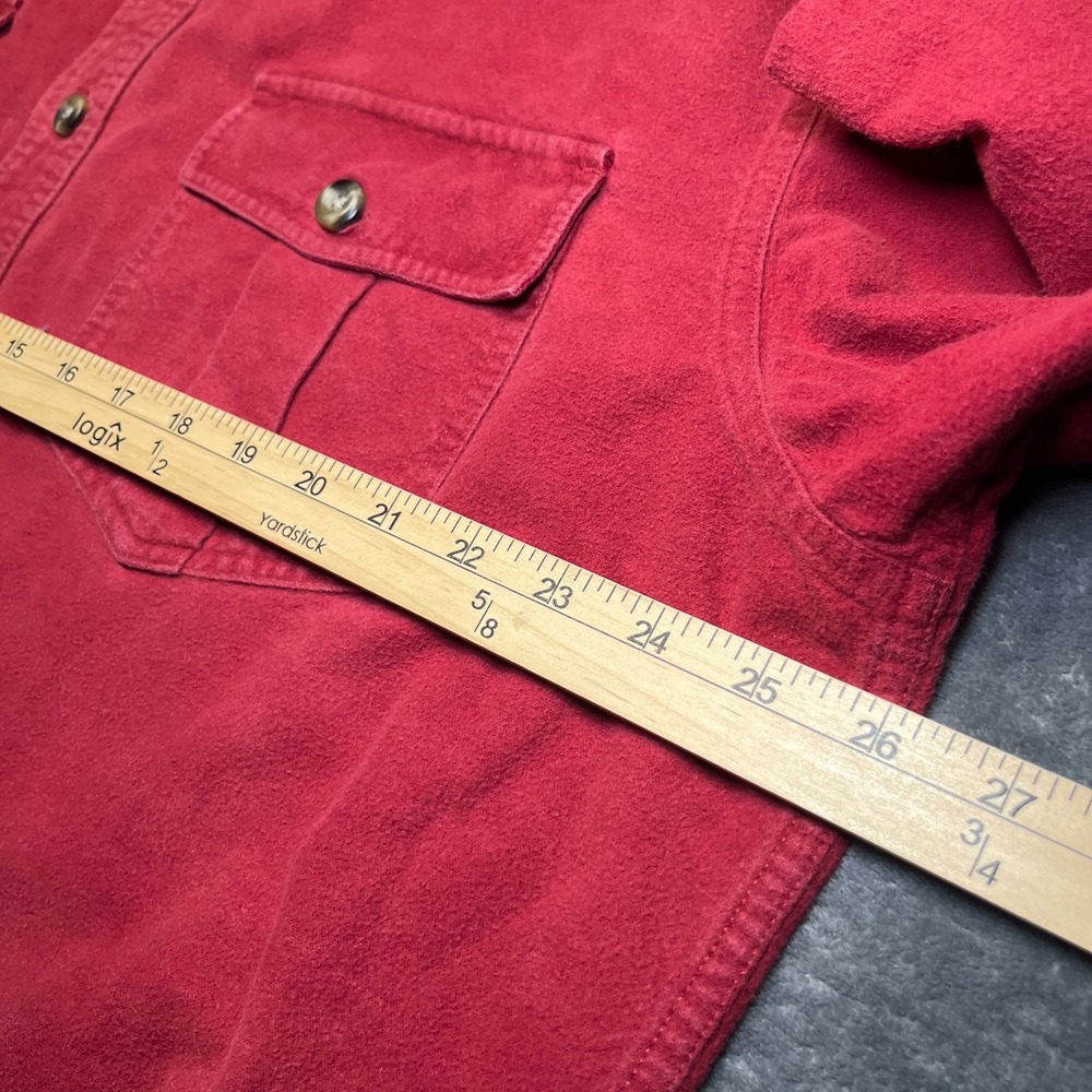 Vintage Eddie Bauer Shirt Men's Large Red Chamois Cloth Flannel Pockets Outdoors - Picture 6 of 10